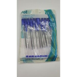 Vintage Jot 12 ct Ball Point Pens - 0.7MM Medium Blue Comfort Grip